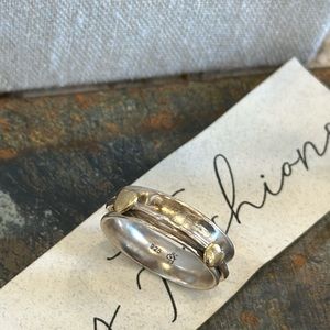 Grace & Heart Sterling Silver & Brass Spin Ring